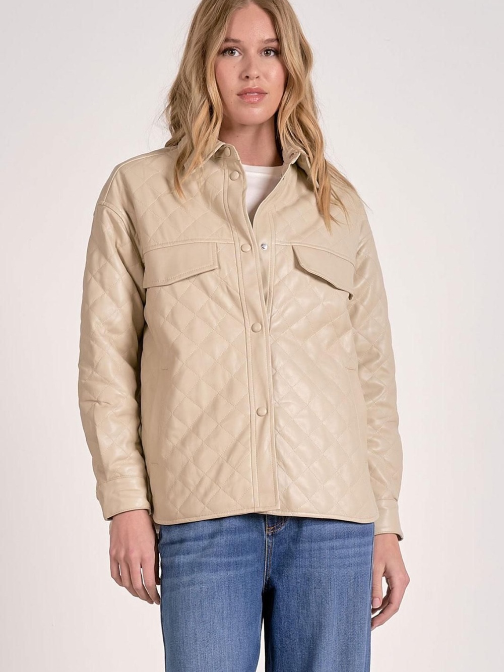 Elan Quilted Utility Jacket in Cream